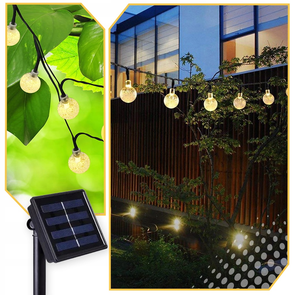 GIRLANDA SOLARNA OGRODOWA LAMPKI SOLARNE 100 ŻARÓWEK LED NA BALKON 16metrów Marka Lewer